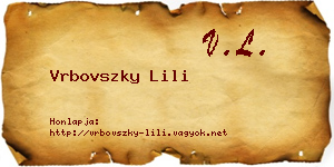 Vrbovszky Lili névjegykártya